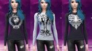 Skull and skeleton long sleeve shirts for Sims 4 miniature 1