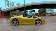 Ferrari 458 Spider для GTA San Andreas миниатюра 5
