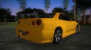 Nissan Skyline GTR R34 (Tuning 3) для GTA Vice City миниатюра 3