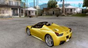 Ferrari 458 Spider для GTA San Andreas миниатюра 3