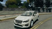 Subaru Impreza Sedan 2012 для GTA 4 миниатюра 1
