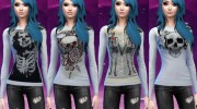 Skull and skeleton long sleeve shirts for Sims 4 miniature 3