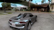 Porsche 918 Spyder для GTA San Andreas миниатюра 4