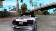 Audi R8 Spyder для GTA San Andreas миниатюра 4