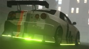 Nissan GTR R34 Drift Green Neon para GTA 4 miniatura 2