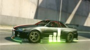Nissan GTR R34 Drift Green Neon для GTA 4 миниатюра 1