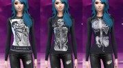 Skull and skeleton long sleeve shirts for Sims 4 miniature 2