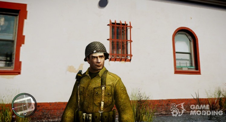 Vito of Mafia II in military attire with helmet