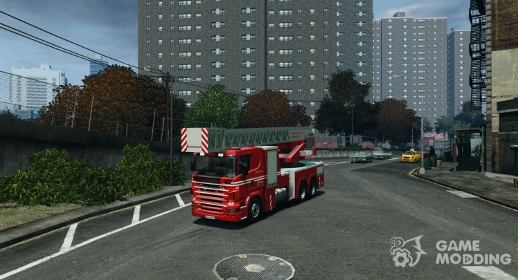 Escalera de incendio Scania v1.1 Emerglights azul-rojo