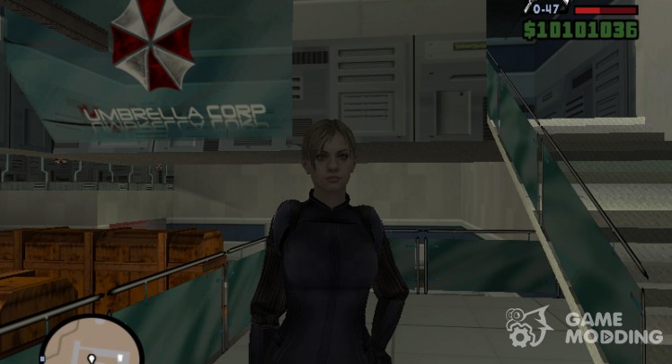 Jill Valentine in a closed combat suit from RE 5
