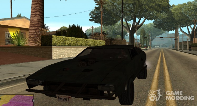 From Mad Max 2 interceptor in the style of Gta San Andreas