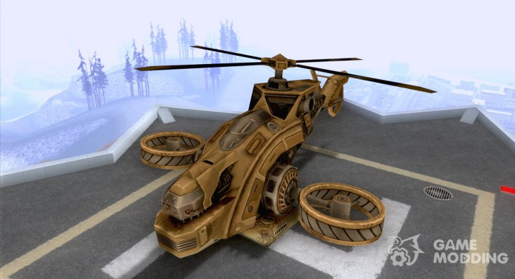 A helicopter from the game TimeShift Brown