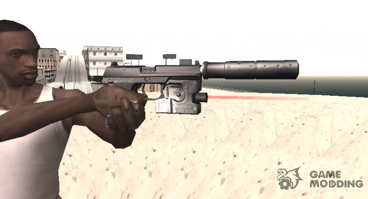 The new pistol with silencer