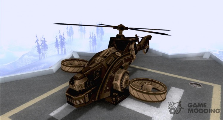 A helicopter from the game TimeShift Black