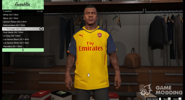 Arsenal Away shirt Kit for Franklin for GTA 5