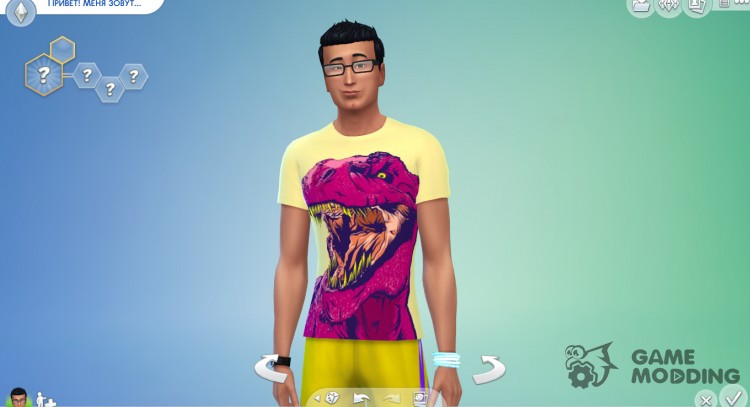 Camiseta de los hombres de Neon para Sims 4
