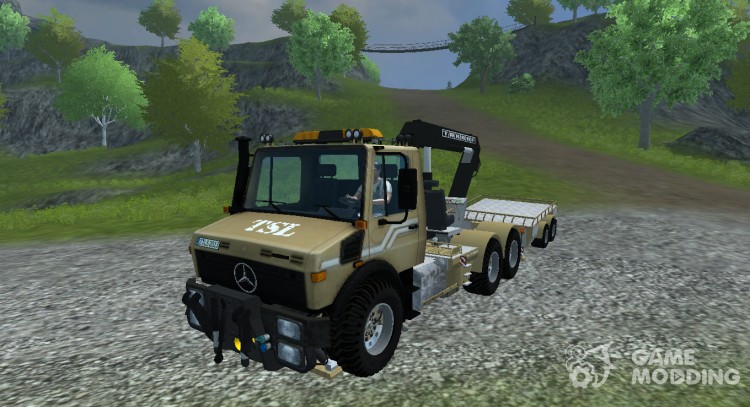 Mercedes-Benz Unimog crane devices Trailer для Farming Simulator 2013