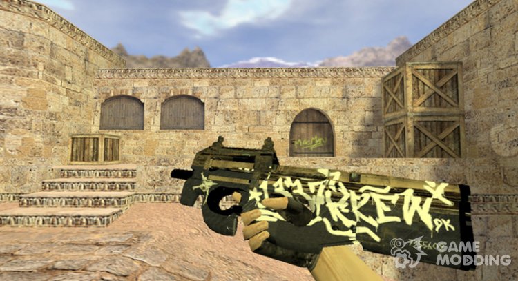 P90 Пустынный повстанец для Counter Strike 1.6