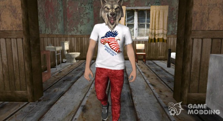 Skin HD GTA V Online guy in a Wolf mask for GTA San Andreas