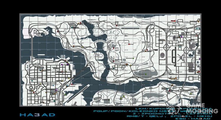 Белая карта с иконками и квадратами для SAMP RP для GTA San Andreas