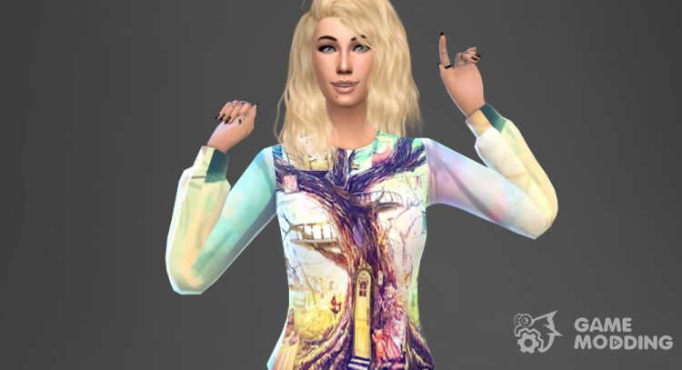 Women's svitšoty in the style of graffiti for Sims 4