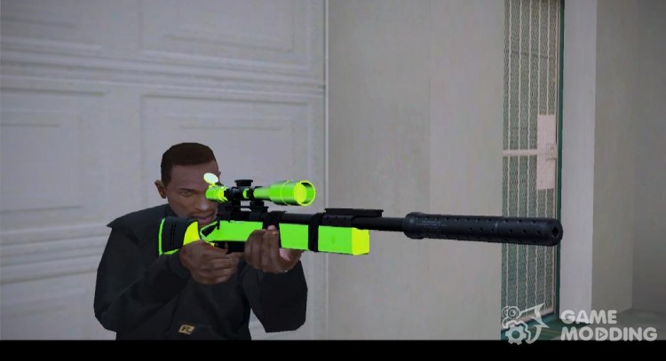 Sniper Rifle chrome green v2 для GTA San Andreas