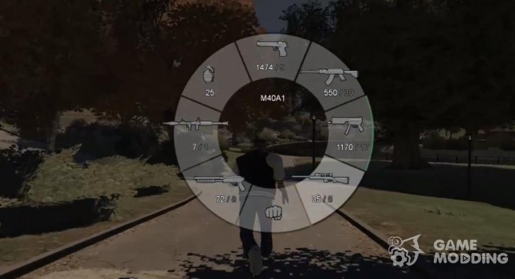 GTA 5 Weapon Wheel HUD для GTA 4