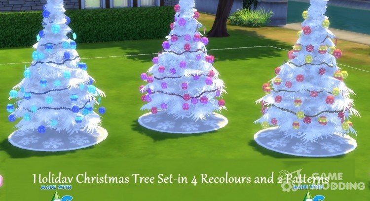 4 Recoloured Holiday Christmas Tree Set for Sims 4