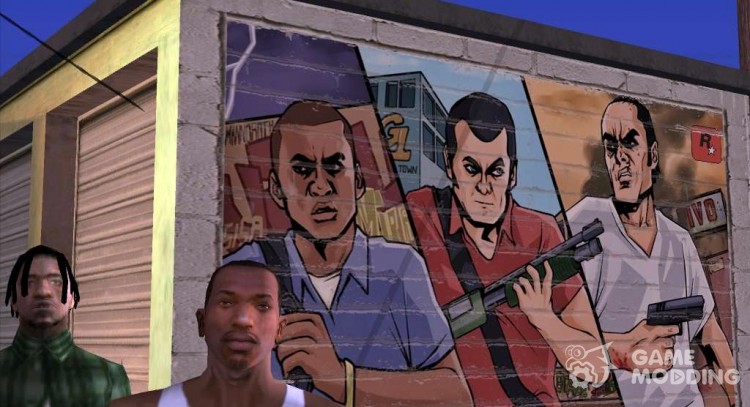 Graffiti Art “GTA 5 Franklin, Michael, and Trevor“ для GTA San Andreas
