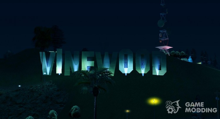 La iluminación de las inscripciones Vinewood para GTA San Andreas
