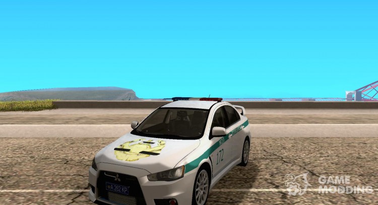 Mitsubishi Lancer Evolution X de kazajstán, la Policía v2.0 para GTA San Andreas