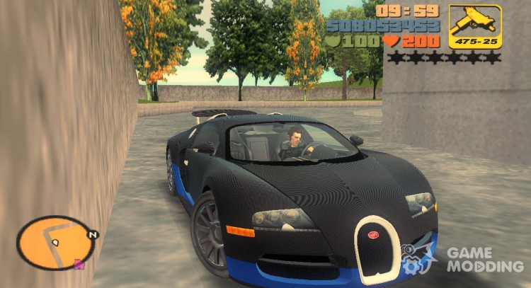 Bugatti Veyron 16.4 Custom Carbon para GTA 3
