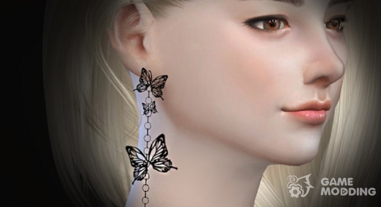 Earrings with butterflies for Sims 4