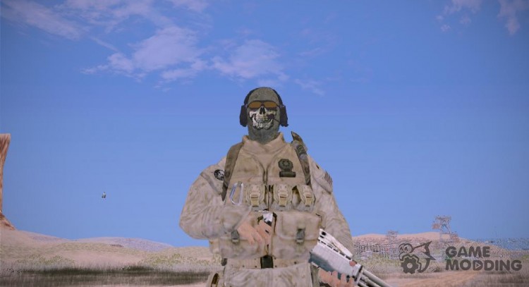 Ghost Desert Soldier Dark Mask with Morral para GTA San Andreas