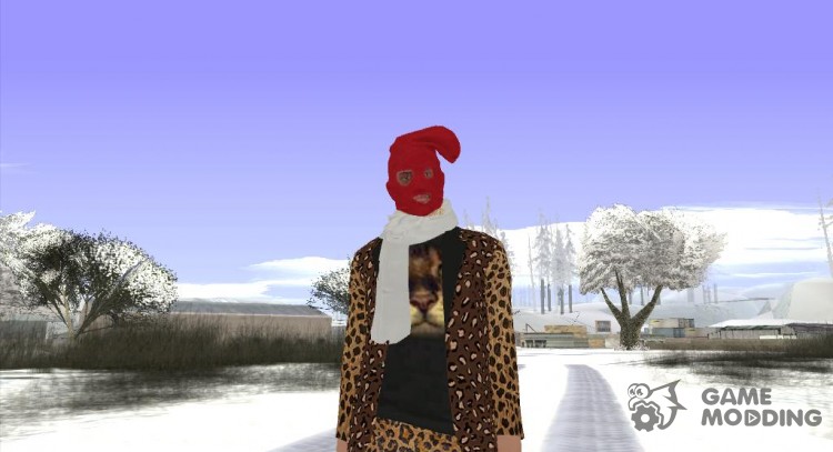 Skin de GTA Online en la máscara y el traje леопардовом para GTA San Andreas