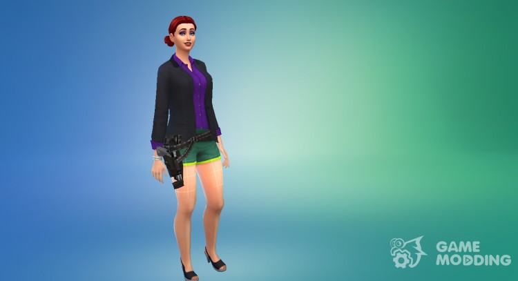 Belt with pistol for Sims 4