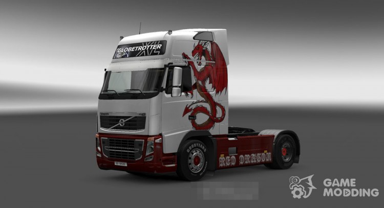 Skin para Volvo FH 2009 Red Dragon para Euro Truck Simulator 2