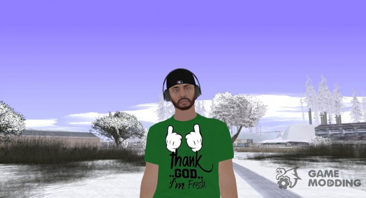 Skin GTA Online в футболке Thank God для GTA San Andreas