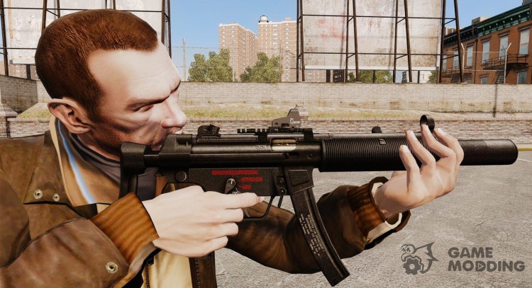 La pistola ametralladora MP5SD v1 para GTA 4