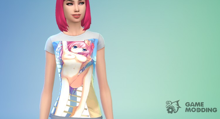 Women's t-shirt with a hentai print for Sims 4