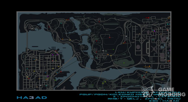 Карта в стиле GTA IV с иконками бизнесов SAMP RP для GTA San Andreas