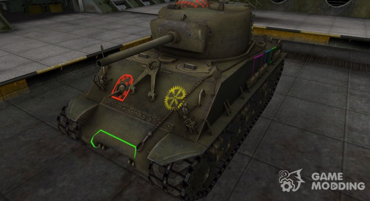Контурные зоны пробития M4A2E4 Sherman для World Of Tanks