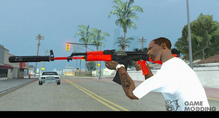 AK-47 black and red para GTA San Andreas