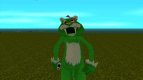 El hombre en el traje verde del tigre de dientes de sable delgado de Zoo Tycoon 2