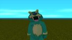 A man in a turquoise suit of a fat saber-toothed tiger from Zoo Tycoon 2