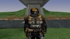 A member of the group Chaos in the suit Bulat of S. T. A. L. K. E. R