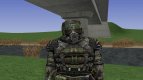 A member of the group Apocalypse in the bomb suit Bulat of S. T. A. L. K. E. R. v.1