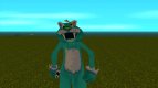 A man in a turquoise suit of a thin saber-toothed tiger from Zoo Tycoon 2