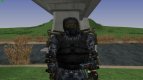 Member of the Russian special forces in the lightweight exoskeleton of S. T. A. L. K. E. R
