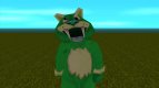 El hombre en el traje verde de un tigre de dientes de sable grueso de Zoo Tycoon 2